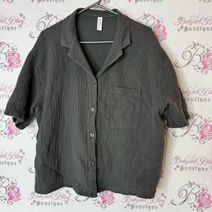Stars above shirt button down grey lightweight Short Sleeve Shirt